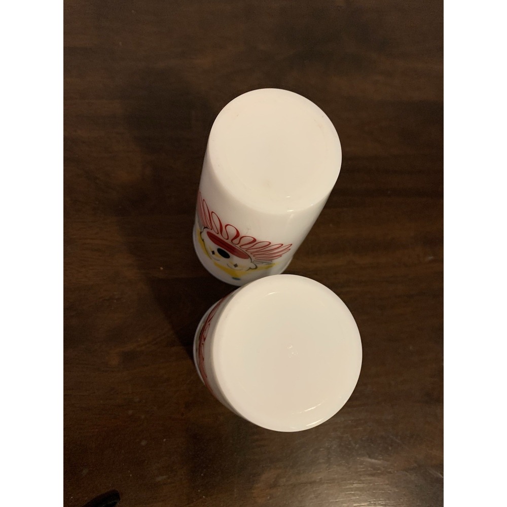 1950's Hazel Atlas Milk Glass Clown Face Tumbler Cup Glass Set of 2 Circus VTG - Picture 4 of 4